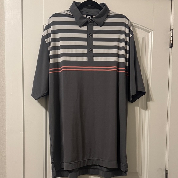 FootJoy Other - FootJoy Gray and Salmon Striped Polo Shirt